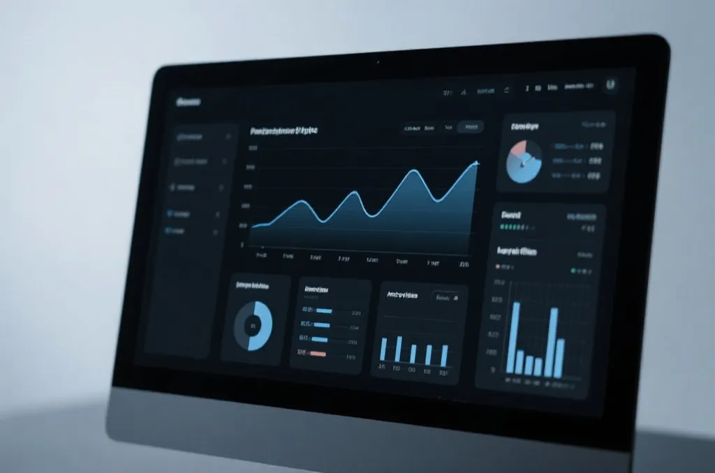 Line chart displaying data trends and statistical analysis on a screen